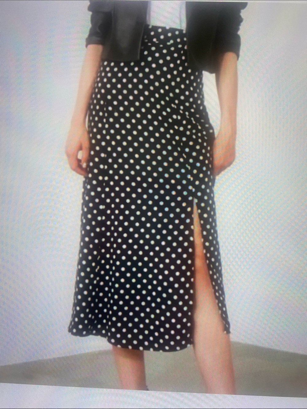 XSMALL FRONT SLIT POKA DOT MAXI SKIRT